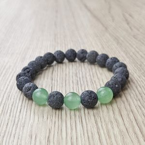 Aventurine 8mm Lava Bead Stretch Bracelet
